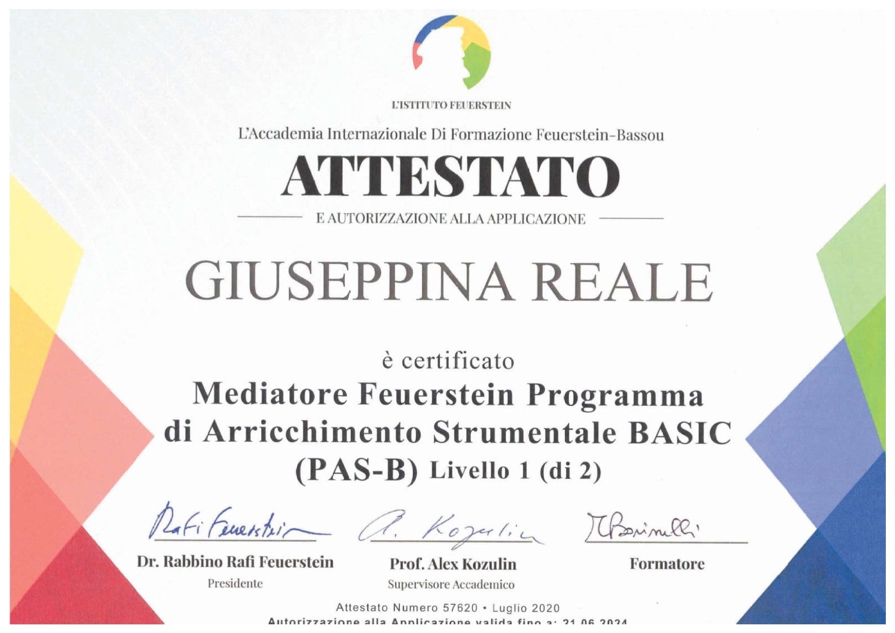 nuovo Attestato REALE metodo fr.